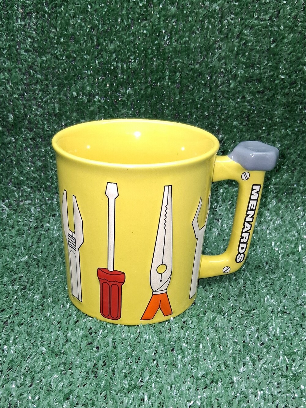 MENARDS Large Coffee Mug with Yellow 3D Tool Pliers Wrench Screwdriver